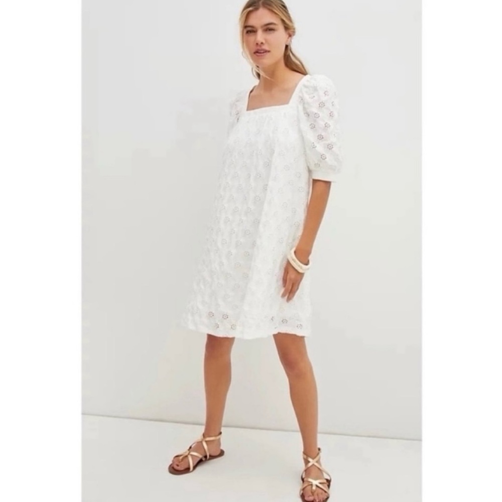 Maeve White Eyelet Mini Dress